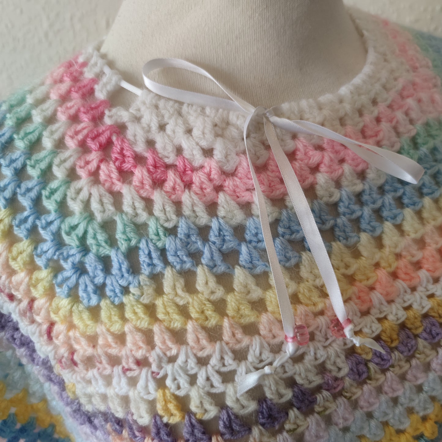 Petite pastel crochet poncho