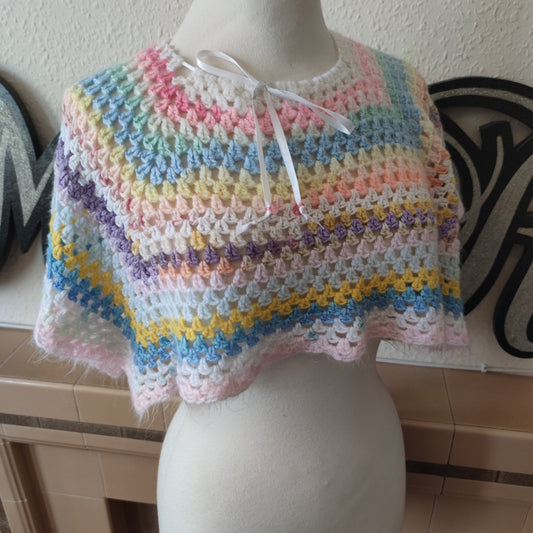 Petite pastel crochet poncho